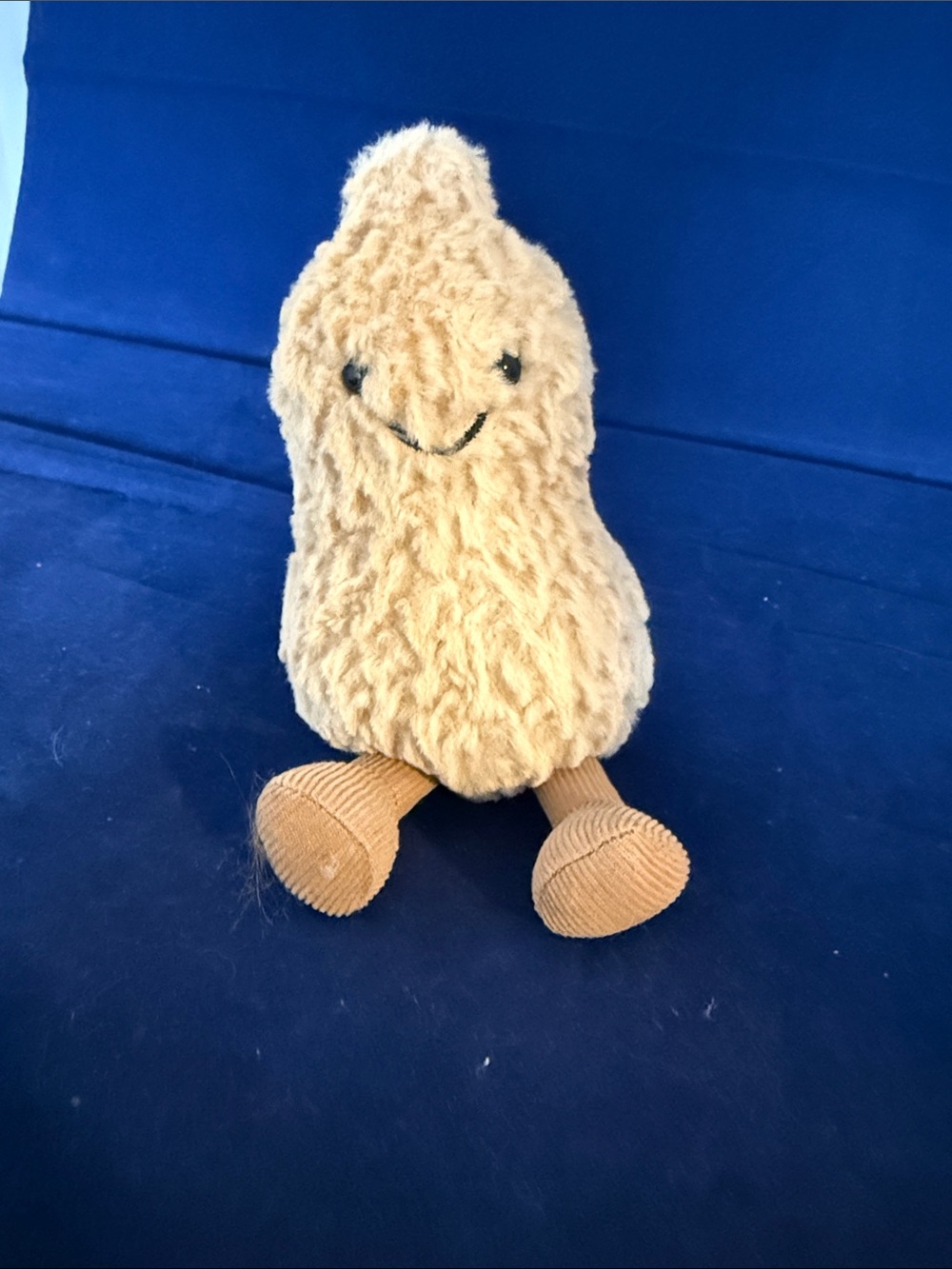 Jellycat Peanut Beige Fuzzy Smile Plush with Corduroy Legs